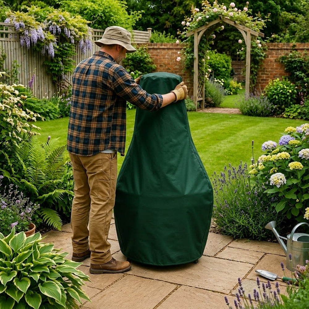 Large Chimenea Cover – Green – Durable Polyester – All-Weather Protection
