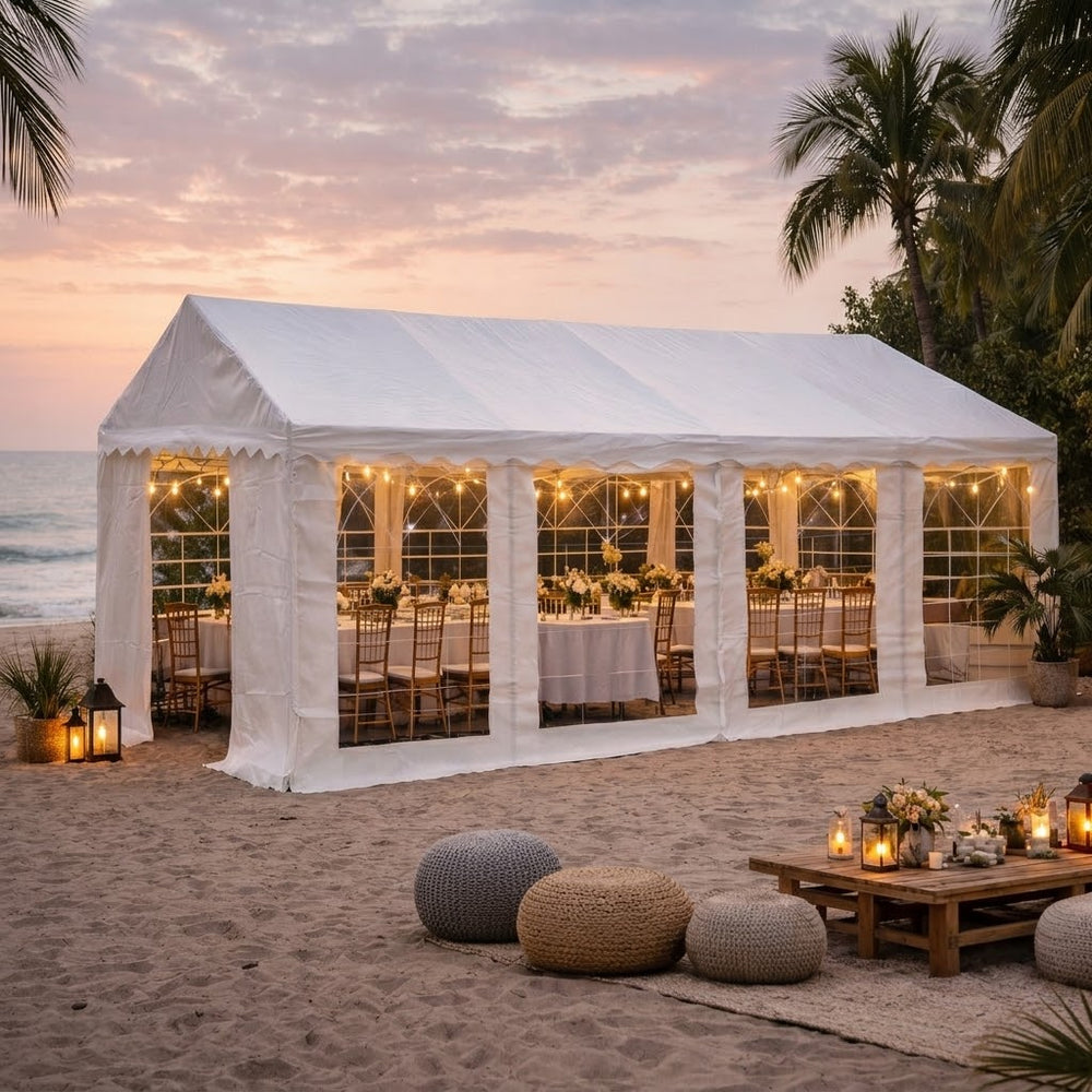 5x10m White PE Marquee Tent | Plus Grade Party Shelter UK
