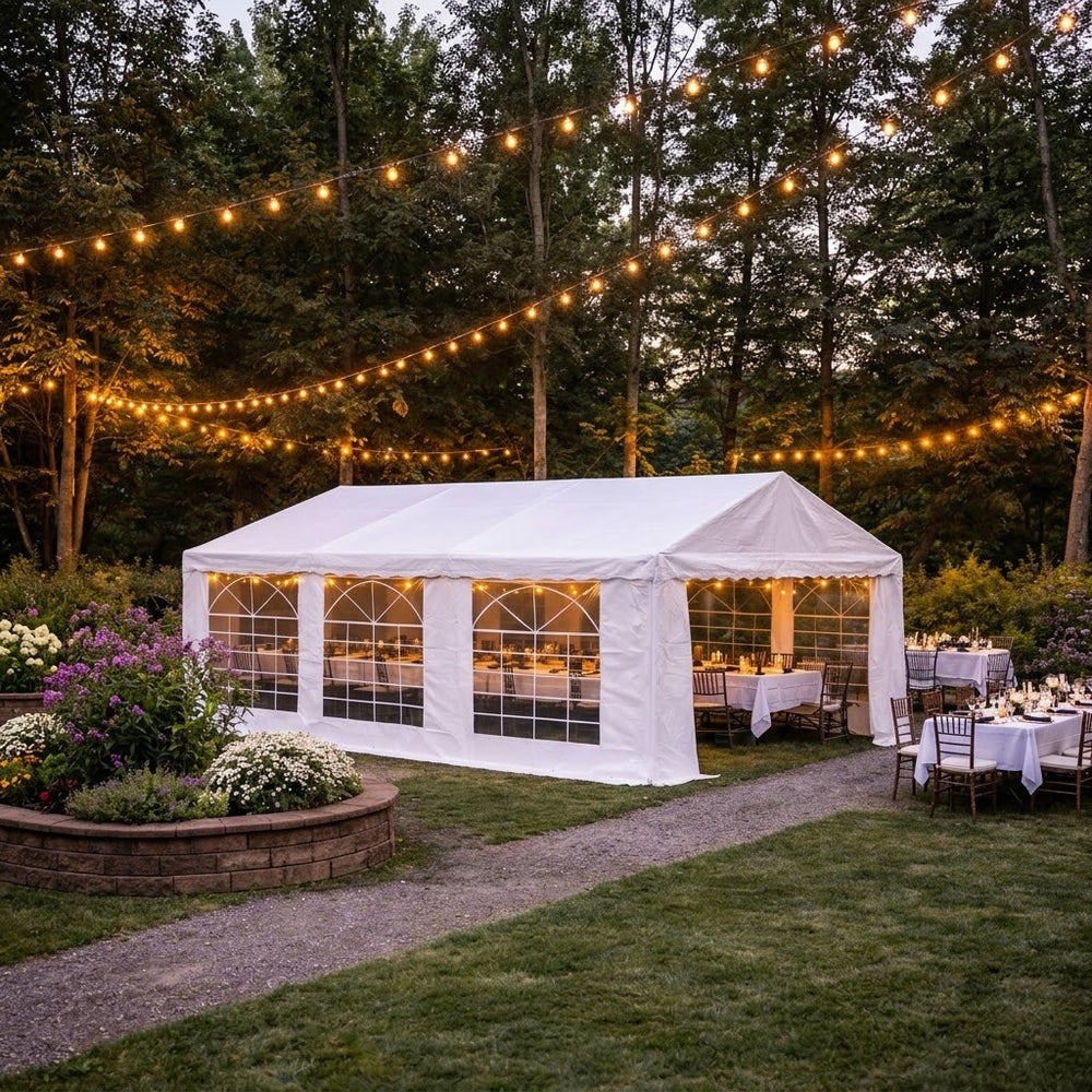 5x6m White PE Marquee Tent | Outdoor Party & Event Shelter