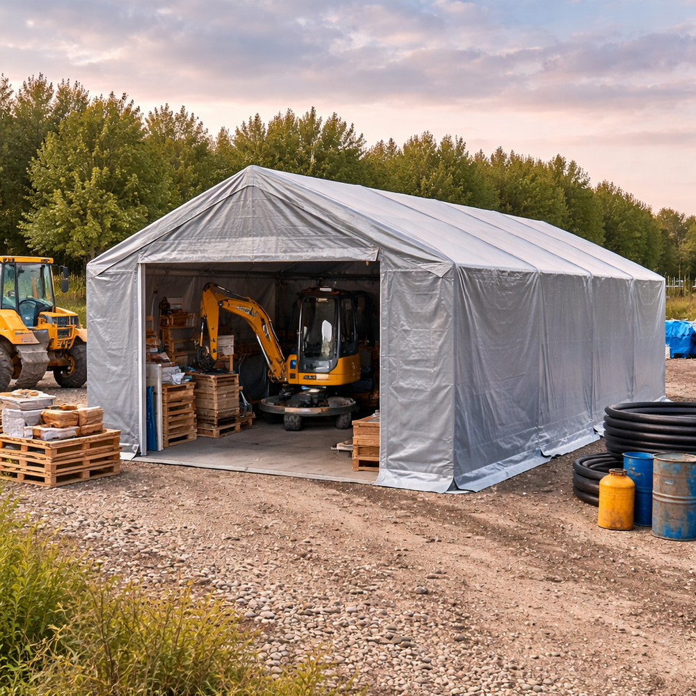 5x8m Grey Polyethylene Outdoor Storage Shelter