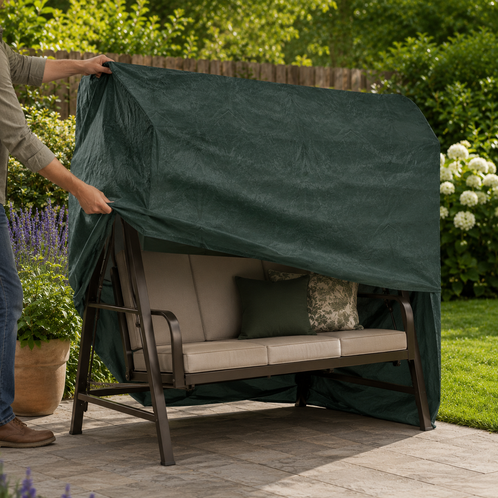 3 Seater Swing Seat Cover – Green – Heavy Duty Polyethylene – Outdoor Protection