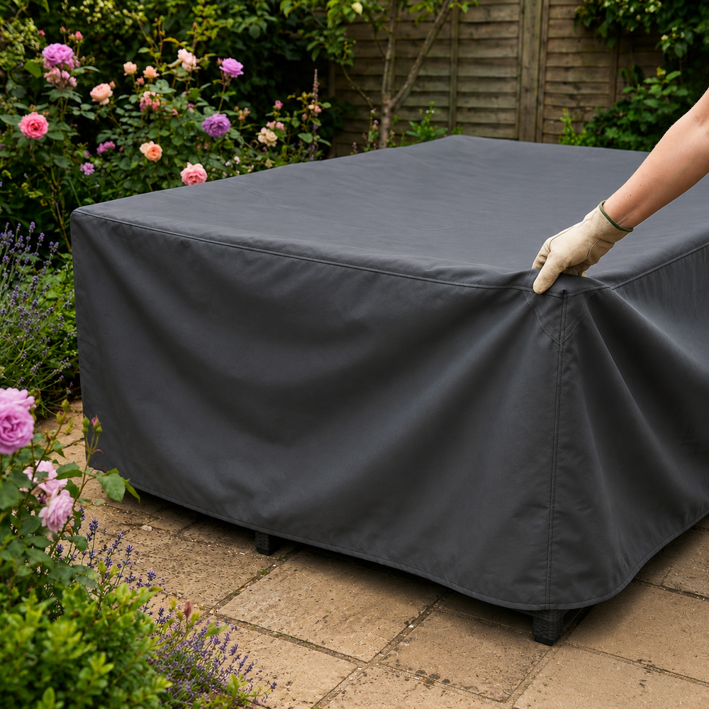 Square Corner Sofa Dining Set Cover – 250cm Charcoal – Durable Polyester – Weather Protection