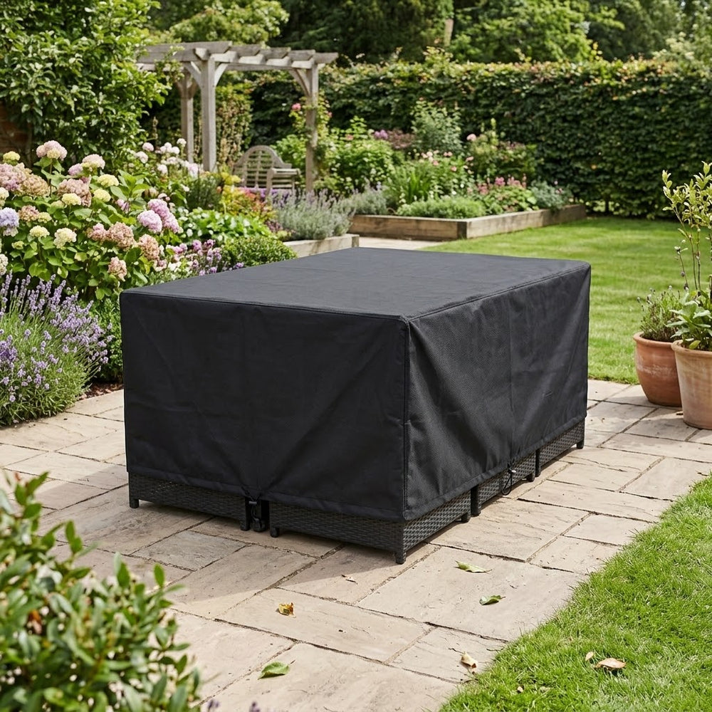 Rectangular Cube Set Cover – 6 Seater – Super Tough Black – Outdoor Protection