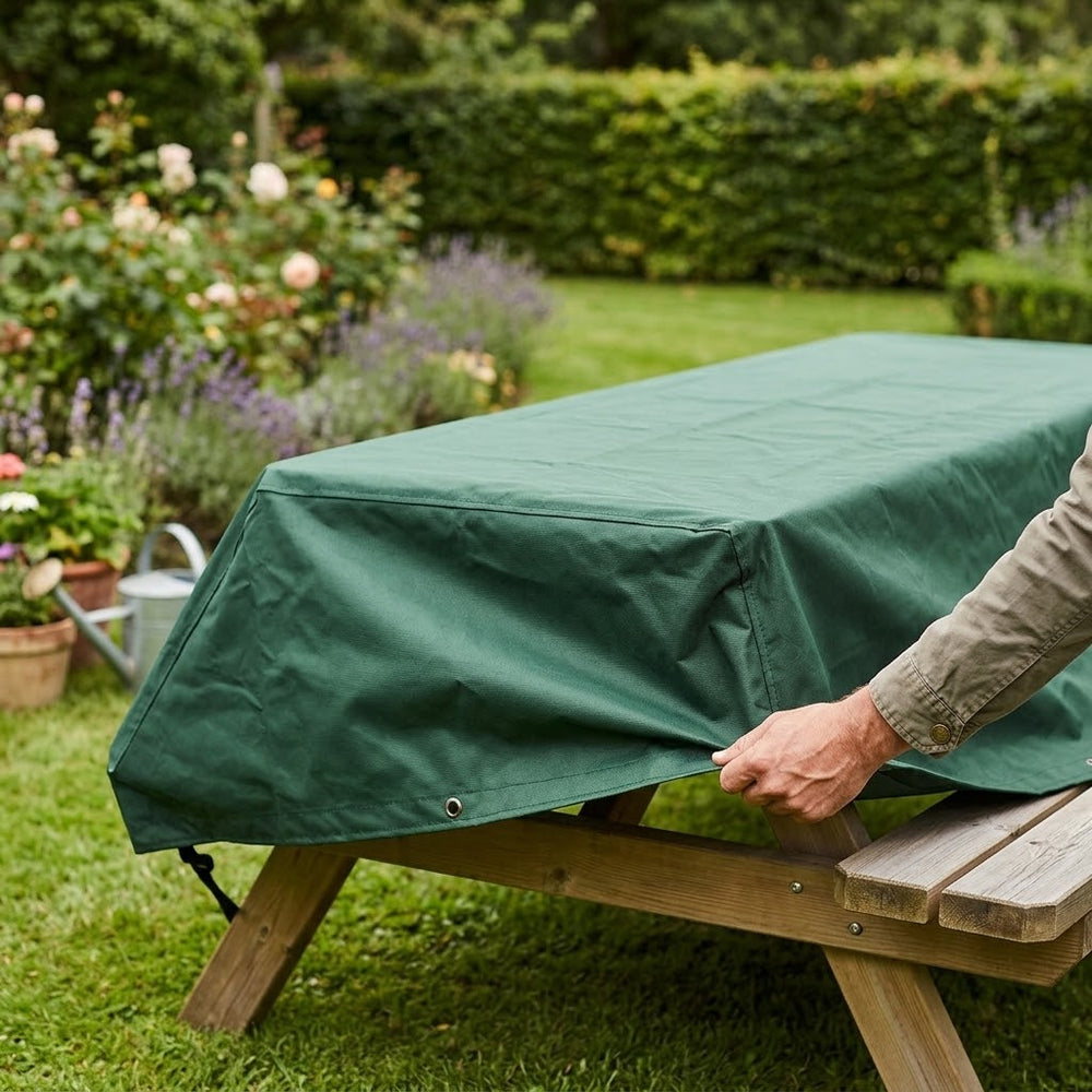 Picnic Table Cover – 6 Seater – Reversible PVC Polyester – Weather Protection