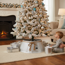 Premium Luxury Silver Glitter Christmas Tree Skirt - Elegant Design with Bow Detail, 56cm Diameter for Festive Decoration