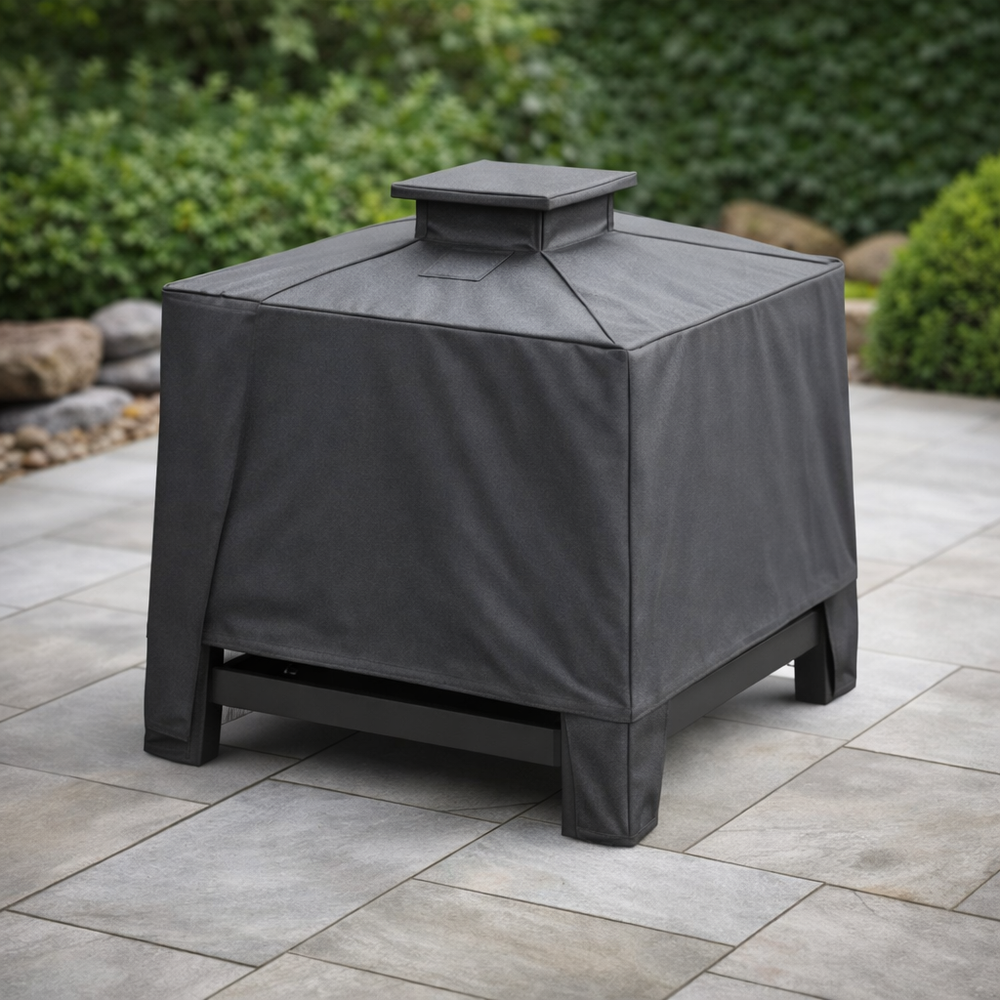 Large Square Fire Pit Cover – Charcoal – Durable Polyester – Outdoor Protection