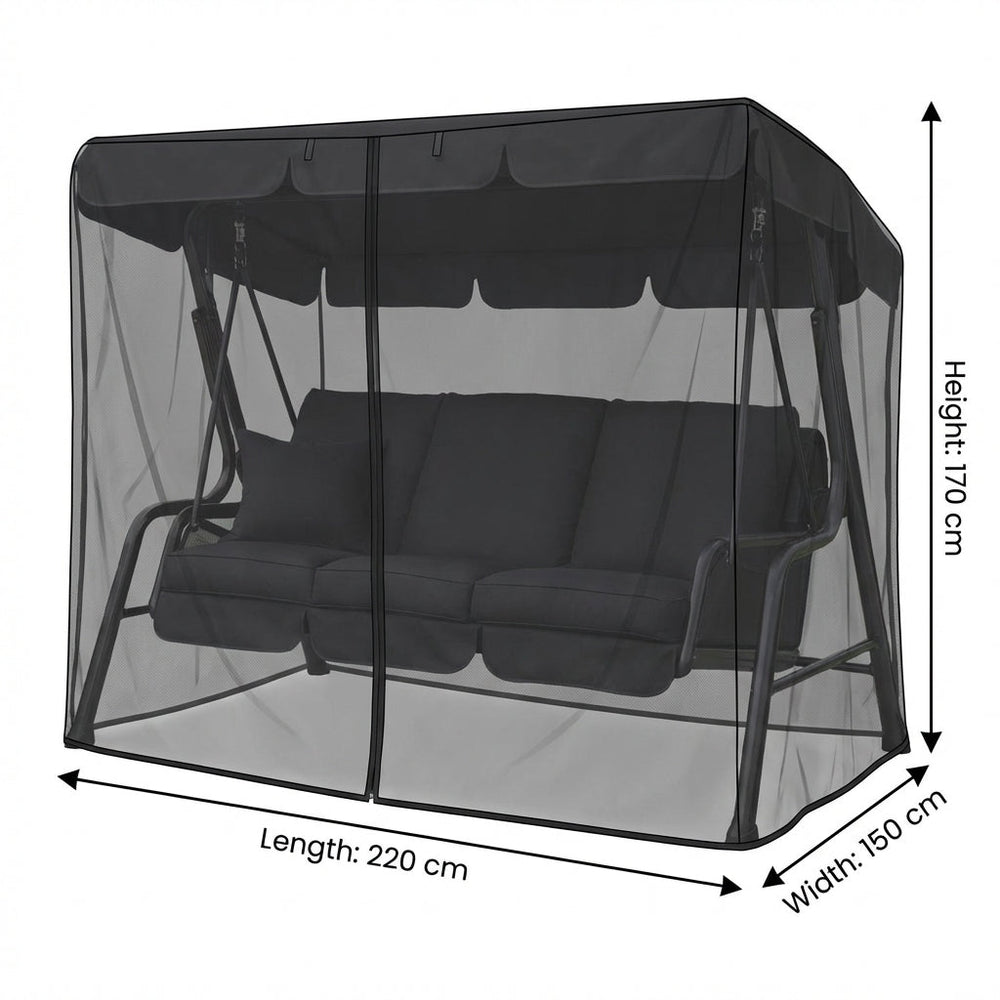 3 Seater Swing Seat Cover – Black – Heavy Duty Polyethylene – Garden Furniture Protection