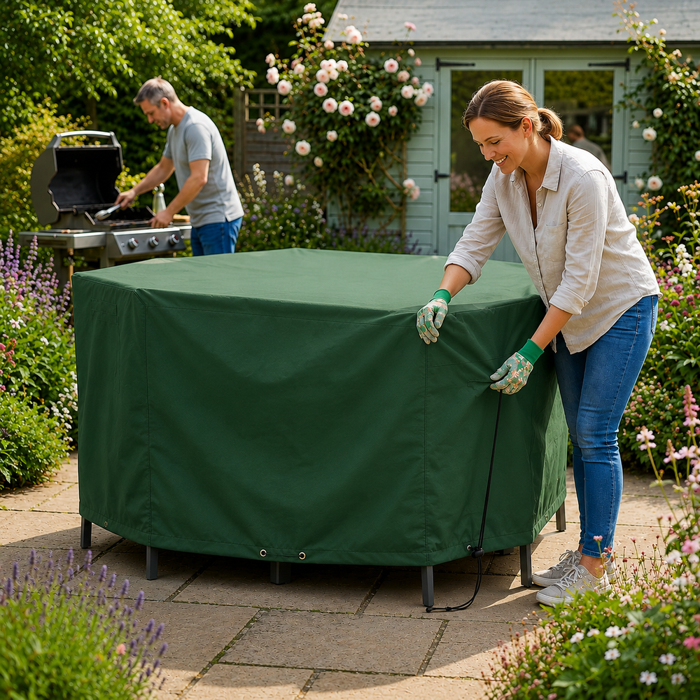 Premium Patio Set Cover – 4 Seat – Green Polyester – Outdoor Protection