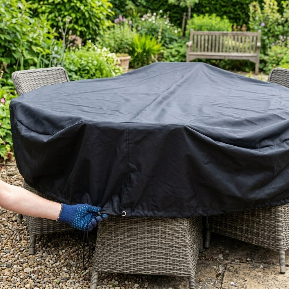 Round 8 Seater Furniture Set Cover – Black – Super Tough Protection – Outdoor Use