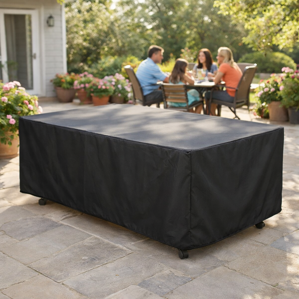 Rectangular Table Cover – 8 Seater Black – Super Tough Waterproof – Outdoor Protection