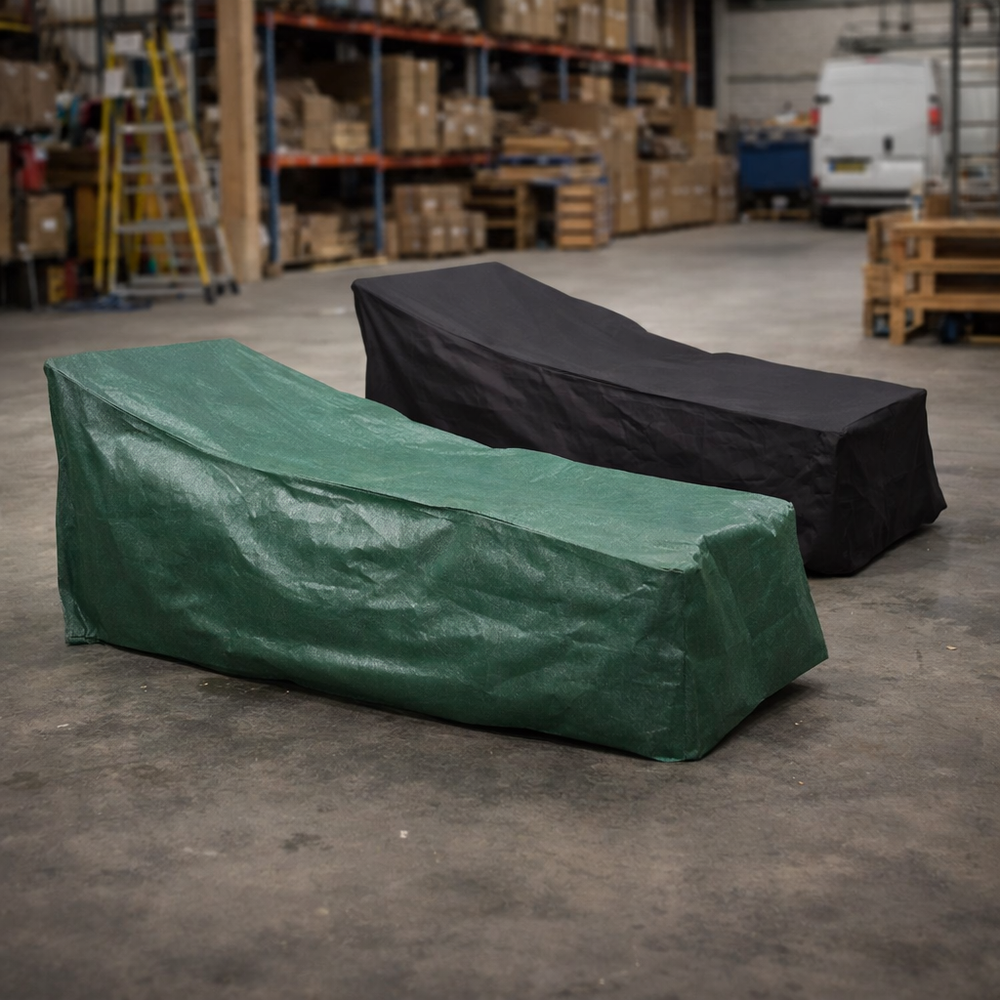 Sun Lounger Cover – Green/Black – Reversible Waterproof Protection – Outdoor Use
