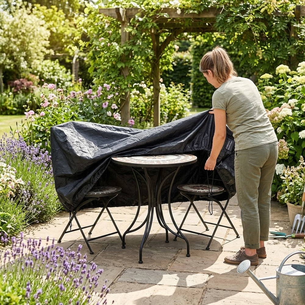 Heavy Duty 2 Seater Bistro Set Cover – Black – Polyethylene – Outdoor Furniture Protection