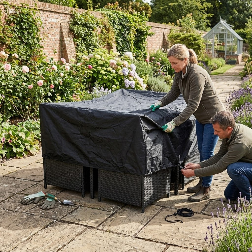 Heavy Duty 4 Seater Cube Set Cover – Black – Polyethylene – Outdoor Protection