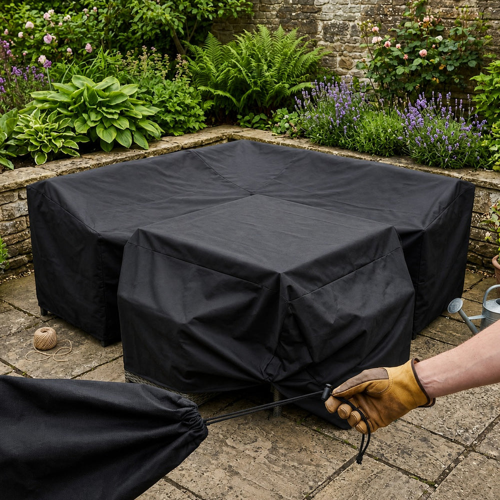 Large Casual Dining Set Cover – Black – Super Tough Waterproof – Outdoor Protection