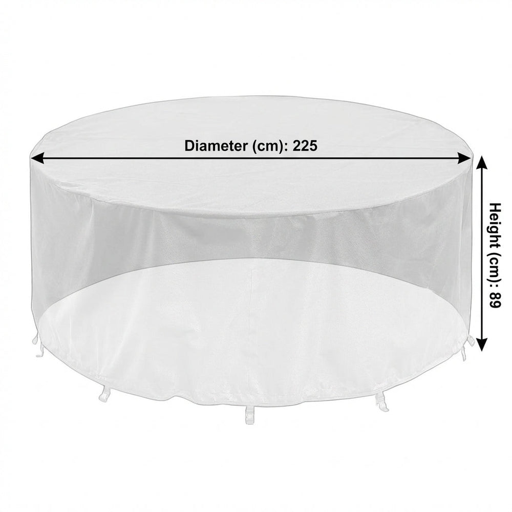 Round Furniture Set Cover – 6 Seater Black – Heavy Duty Waterproof – Garden Protection