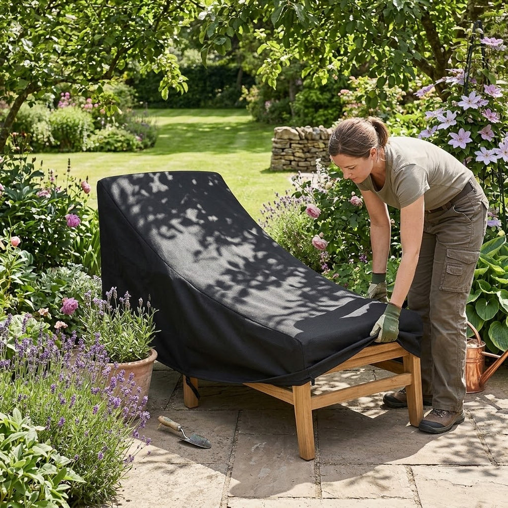 Steamer Chair Cover – 150x60x90 cm Black – Heavy Duty Waterproof – Outdoor Protection