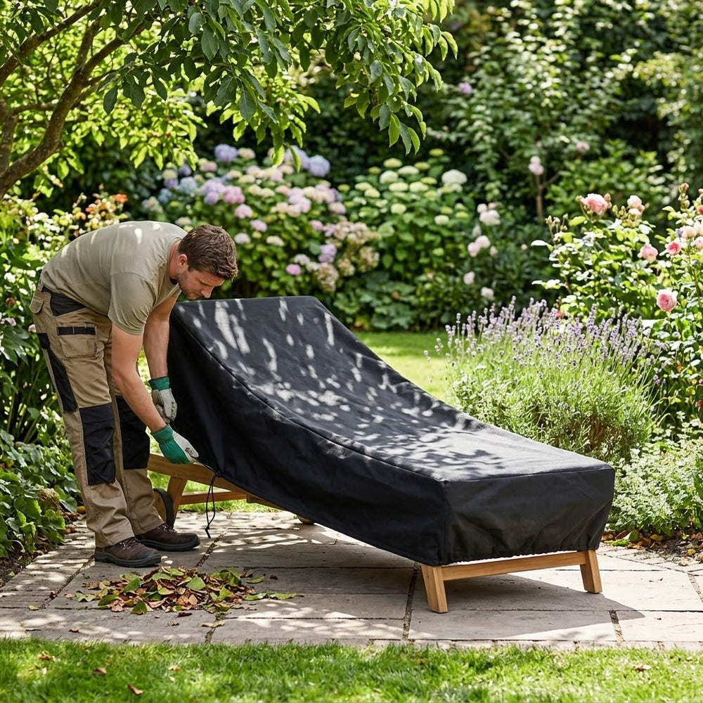 Sunbed Cover – 220x80x55 cm Black – Heavy Duty Waterproof – Outdoor Furniture Protection