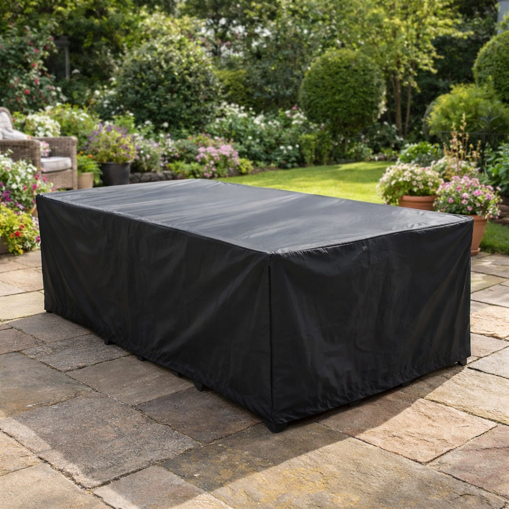 Heavy Duty 8 Seater Rectangular Furniture Set Cover – Black – Polyethylene – Outdoor Protection