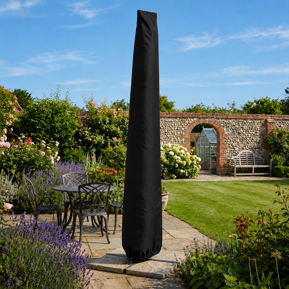 Extra Large Parasol Cover – Waterproof Black – Outdoor Protection
