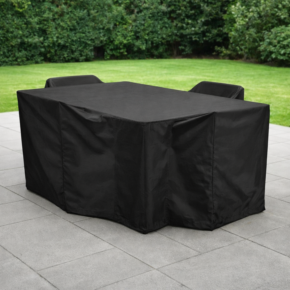 Heavy Duty 4 Seater Rectangular Furniture Cover – Black – Polyethylene – Outdoor Dining Protection
