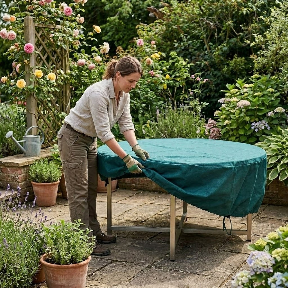 Round Table Cover – 4-6 Seater – Green Polyester – Outdoor Protection
