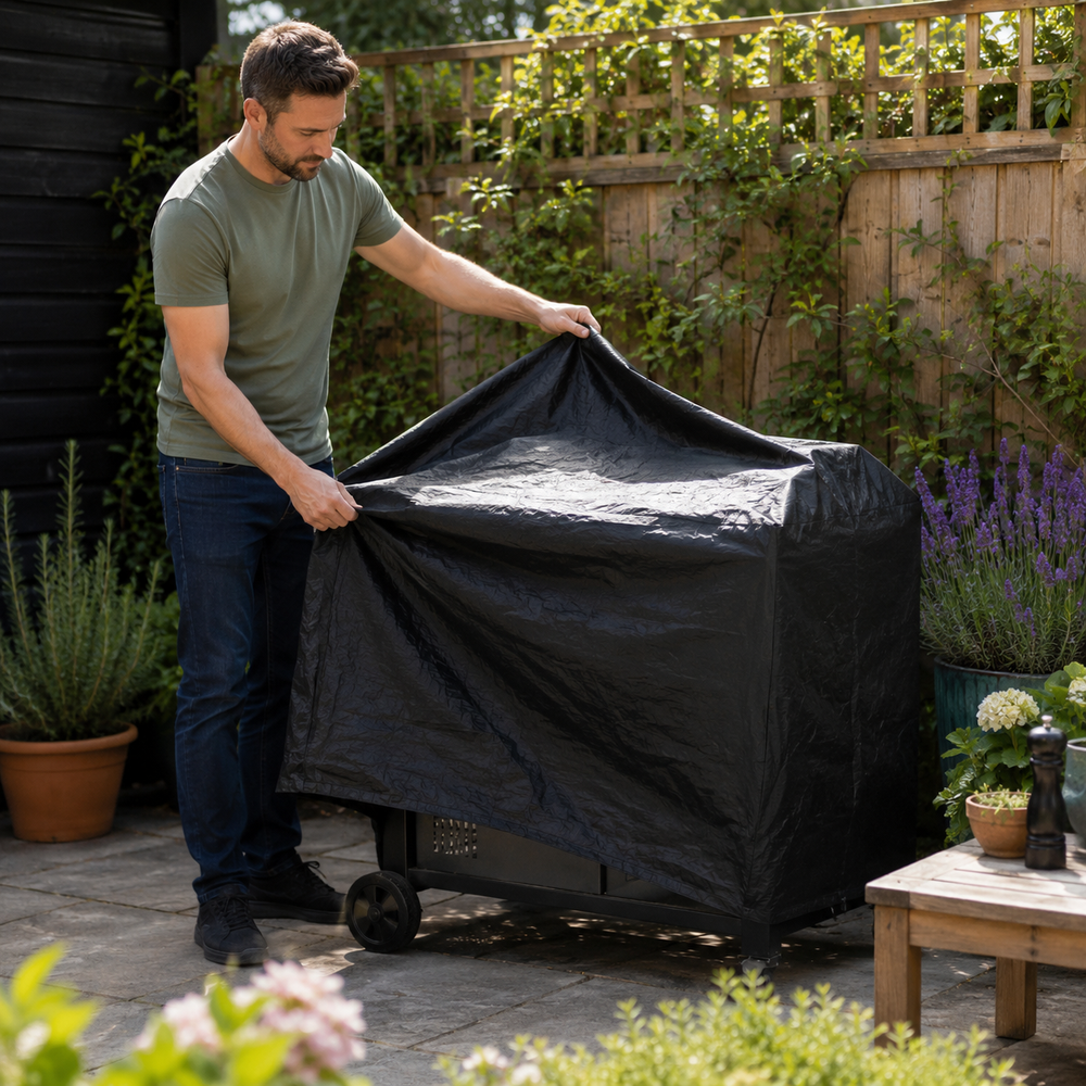 Barbecue Cover – Medium Black – Waterproof Polyethylene – Outdoor Protection