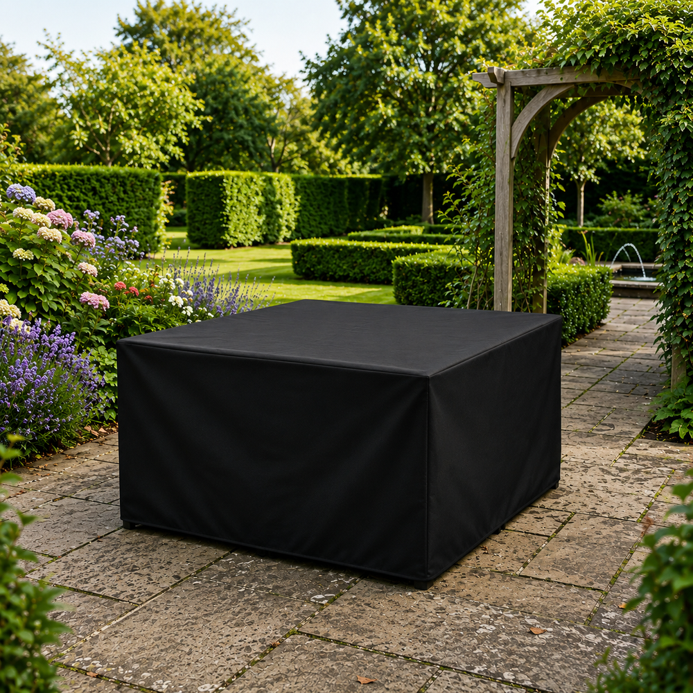 Large Cube Set Cover – Black – Super Tough Waterproof – Outdoor Furniture Protection