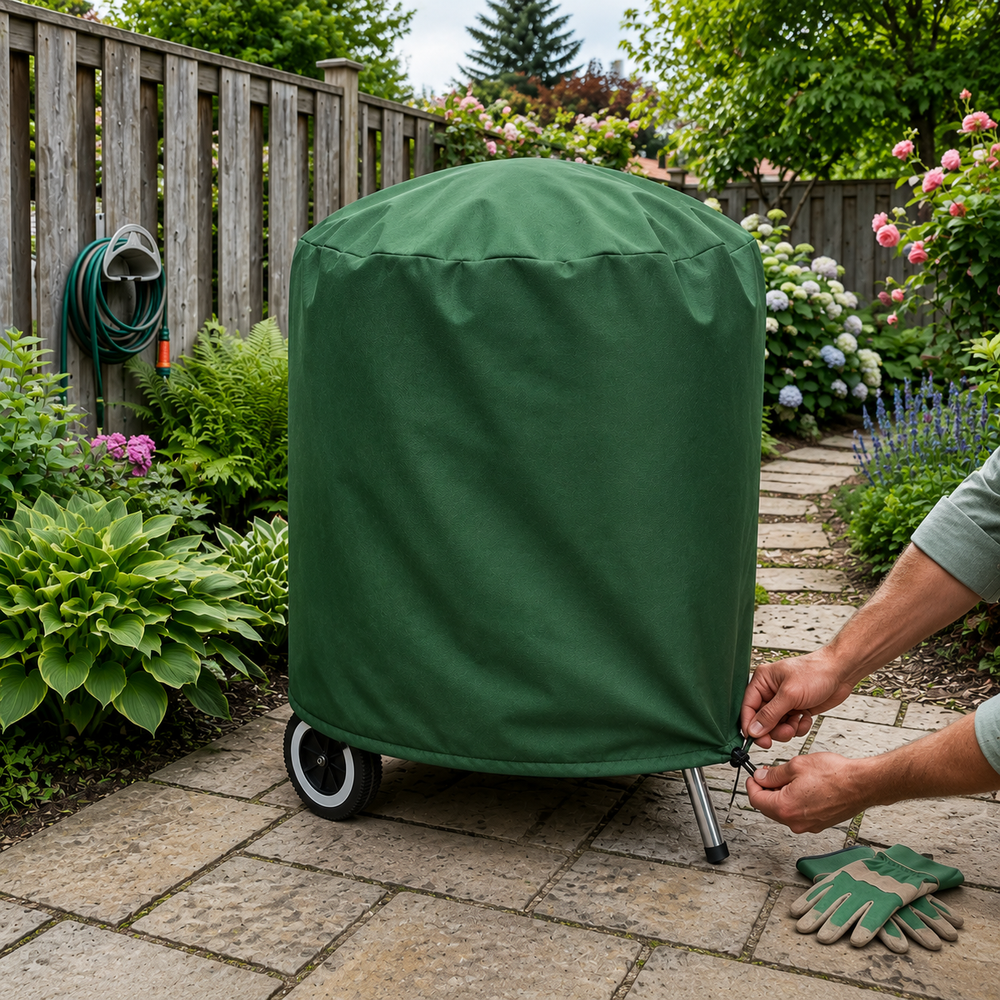 Kettle Barbecue Cover – Green – Durable Polyester – Outdoor Protection