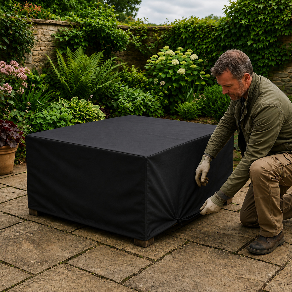 Heavy Duty Coffee Table Cover – Large Black – UV & Weather Resistant – Outdoor Protection