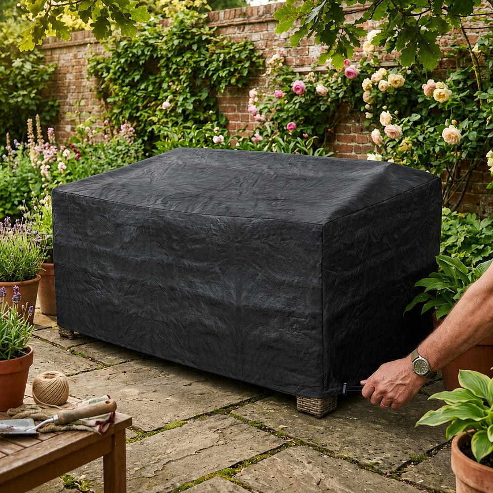 2 Seater Large Sofa Cover – Black – Heavy Duty Polyethylene – Garden Furniture Protection