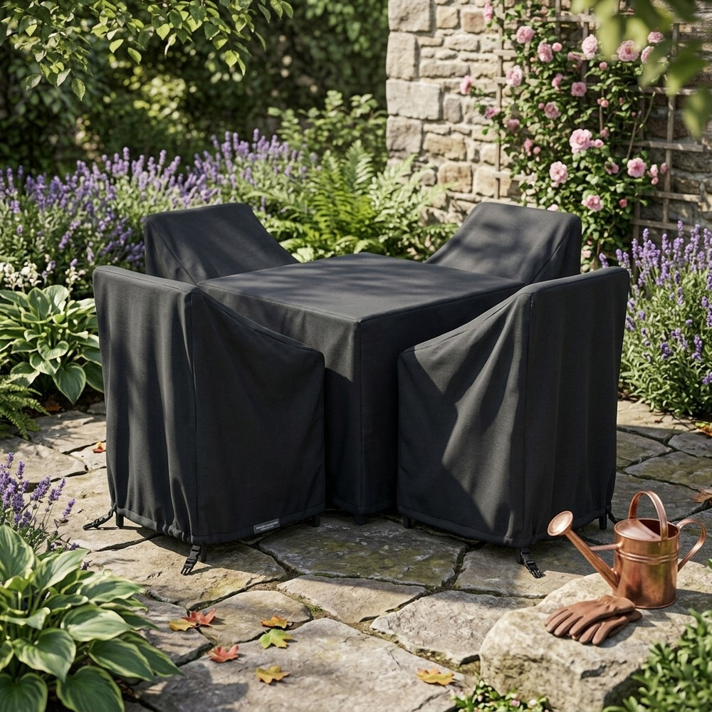 Small Square Dining Set Cover – Black – Super Tough Waterproof – Outdoor Furniture Protection