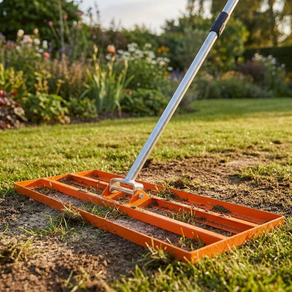 100cm Lawn Leveller in Orange for Garden Leveling Tasks - detail view