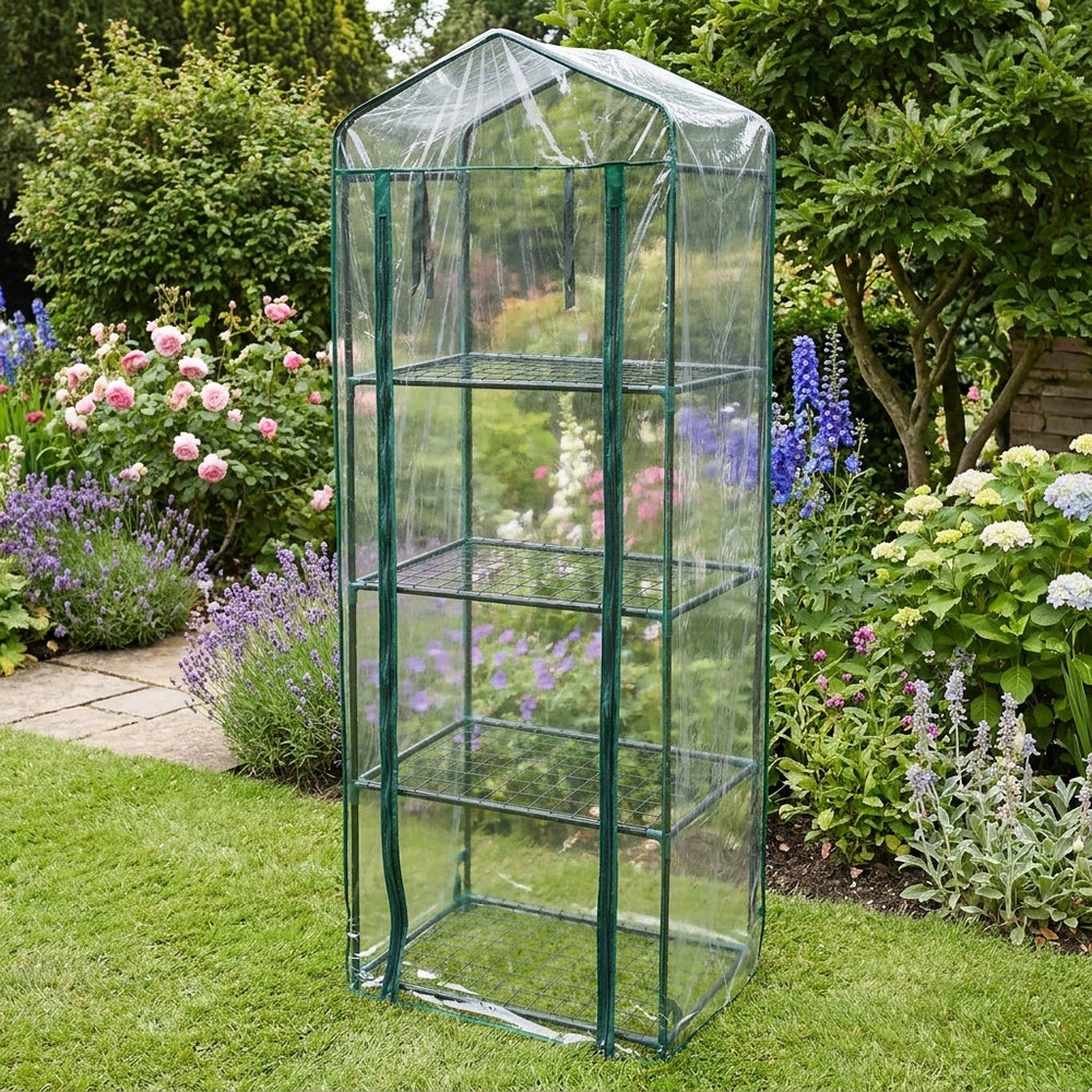 4-Tier Mini Greenhouse with Durable Plastic Cover