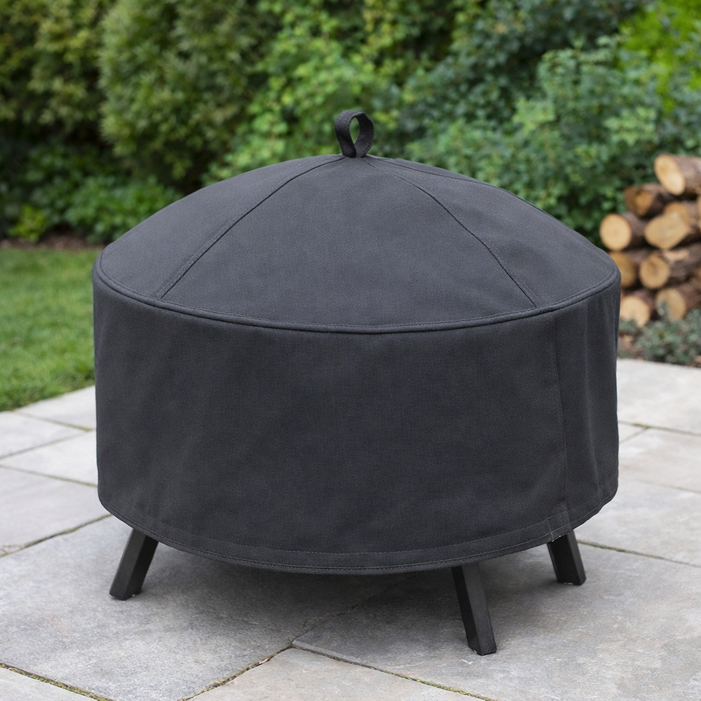 Small Round Fire Pit Cover – Charcoal – Durable Polyester – Outdoor Protection