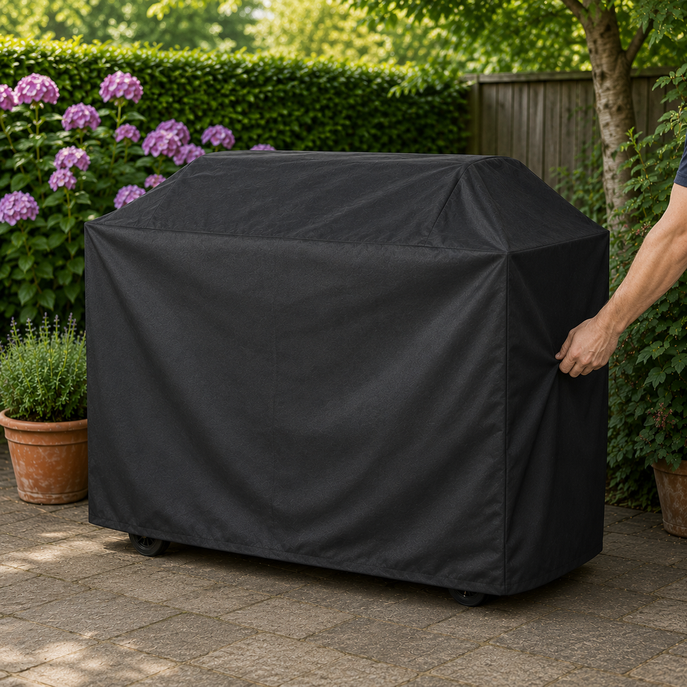 Barbecue Cover – Medium Black – Waterproof Polyethylene – Outdoor Protection
