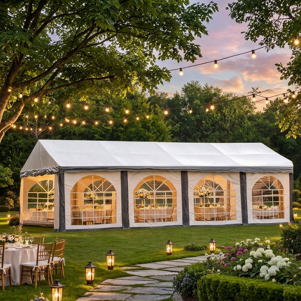 6x8m Marquee Tent PVC 900 Grey/White | Outdoor Event Shelter