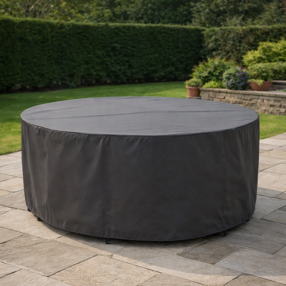 Circular Patio Set Cover – 8 Seat Charcoal – Durable Polyester – Outdoor Protection