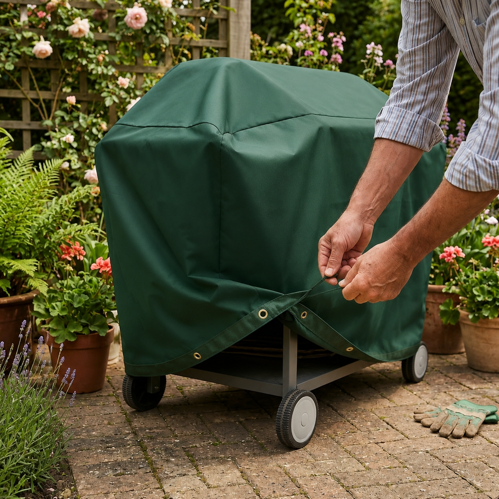 Wagon Barbecue Cover – Green – Heavy Duty Waterproof – Outdoor Protection