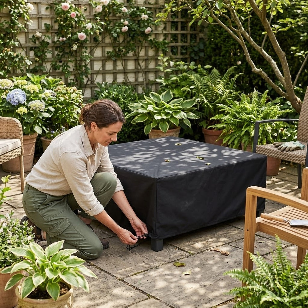 Large Coffee Table Cover – Black – Super Tough Waterproof – Garden Protection