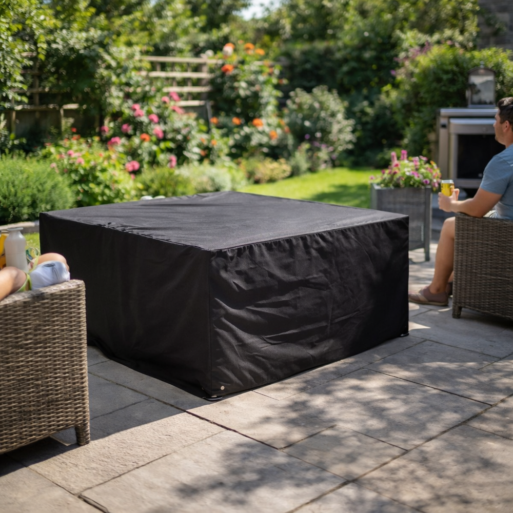 Outdoor Furniture Cover – Large Black – Waterproof Protection – 4 Seater Cube Set