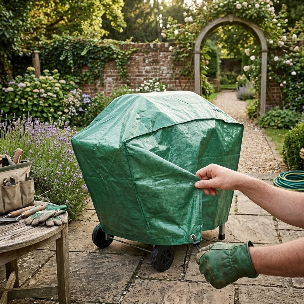 Medium BBQ Cover – 124cm Green Polyethylene – Outdoor Protection
