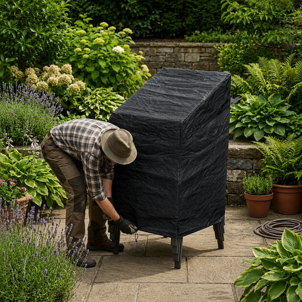 Heavy Duty Stacking Chair Cover – Black – Polyethylene – Outdoor Protection