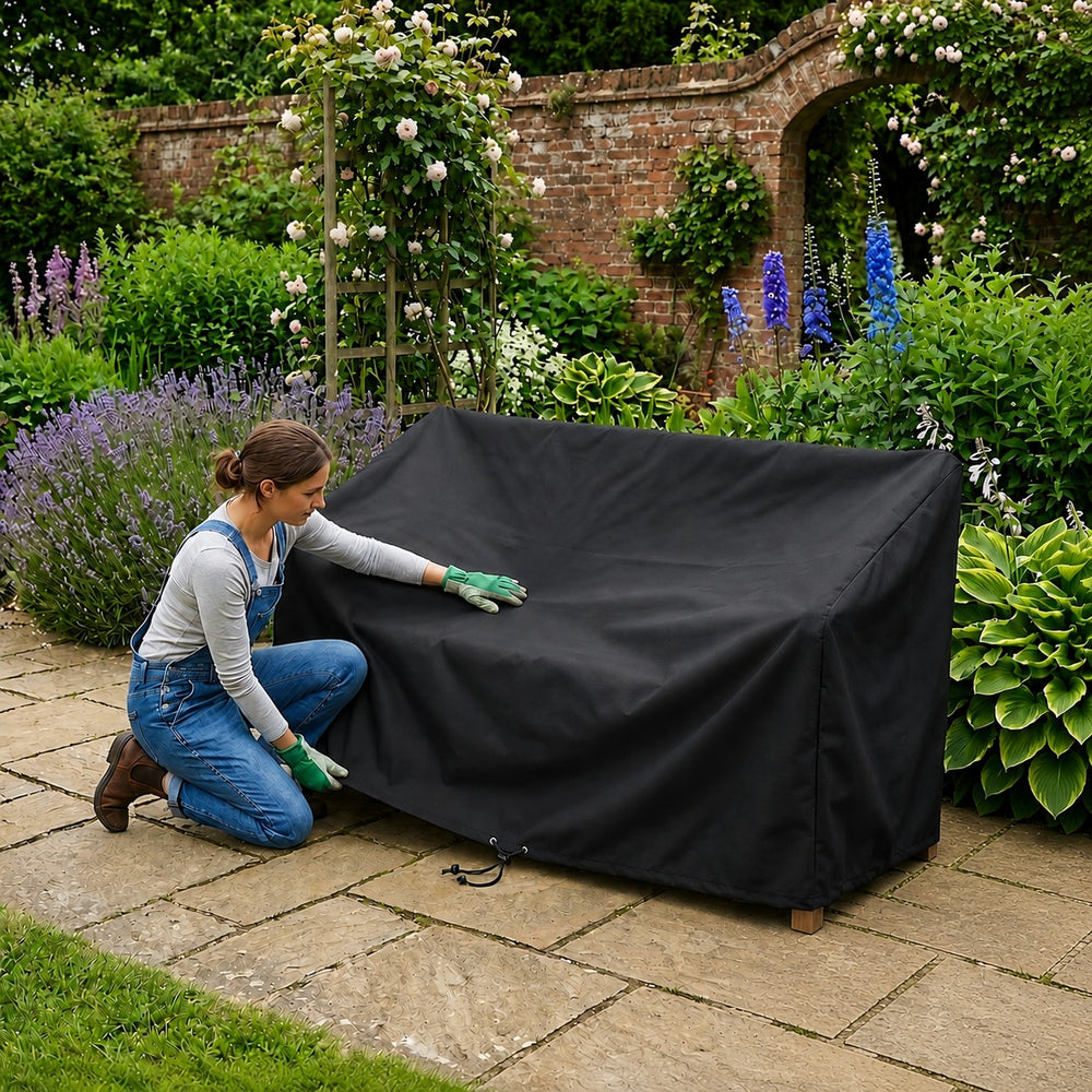 Heavy Duty 3-4 Seater Bench Cover – Black – Polyethylene – Outdoor Protection