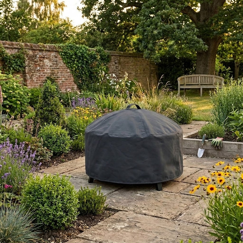Small Round Fire Pit Cover – Charcoal – Durable Polyester – Outdoor Protection