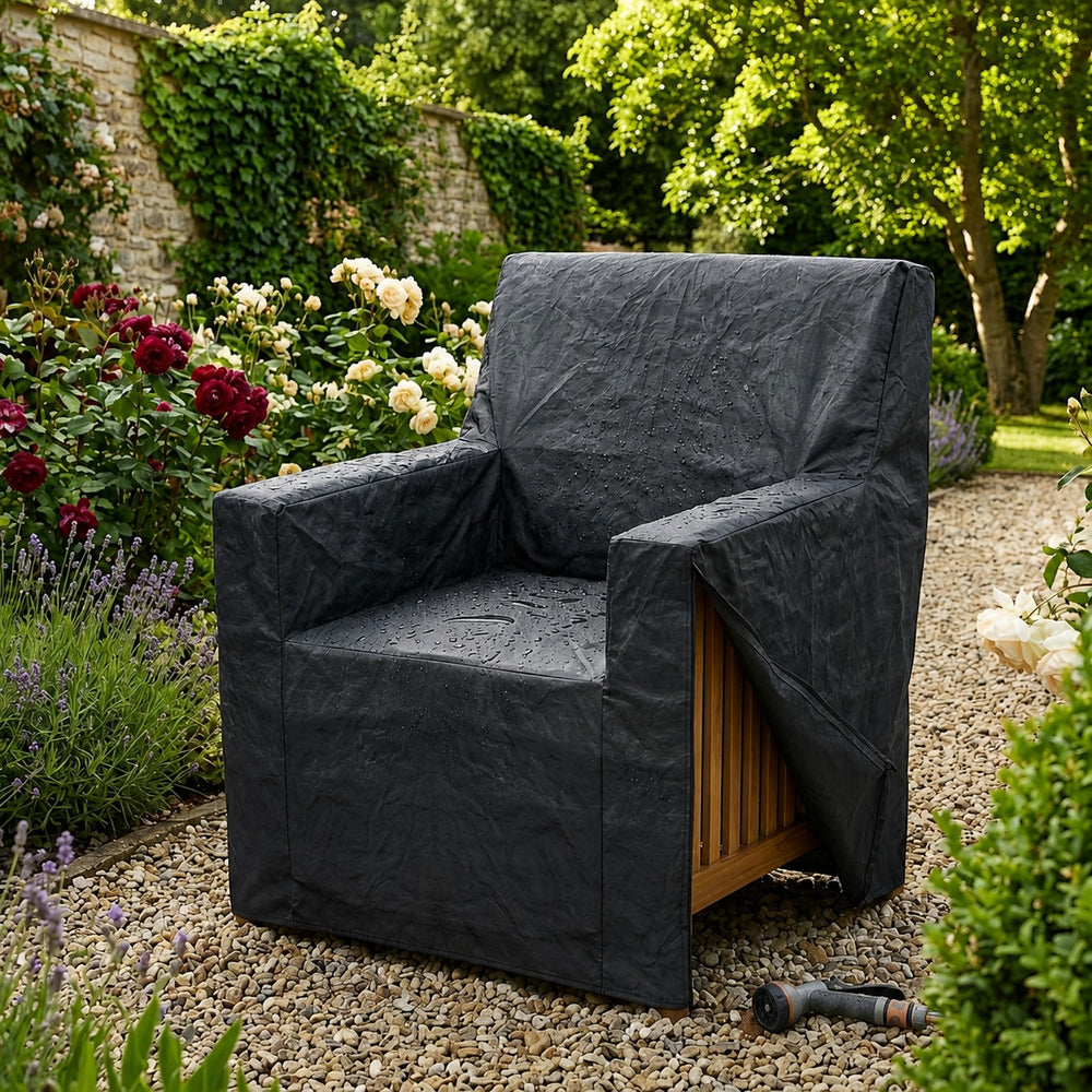 Large Armchair Cover – Black – Heavy Duty Polyethylene – Garden Protection
