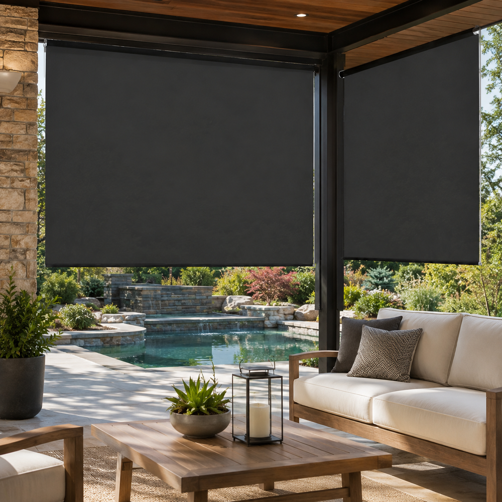 Classic Pro Outdoor Roller Shades – 70% PVC & 30% Polyester | Custom Size