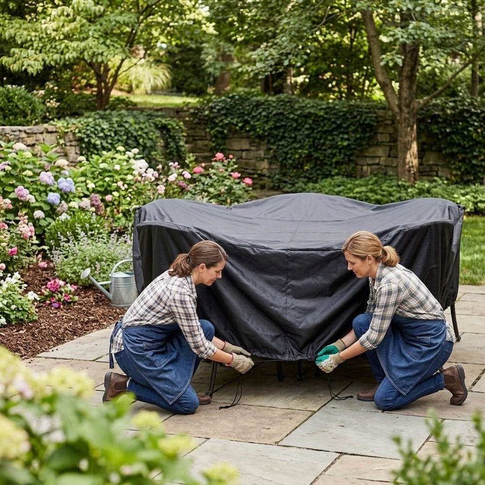 Round Furniture Set Cover – 4 Seater – Black – Weather Protection