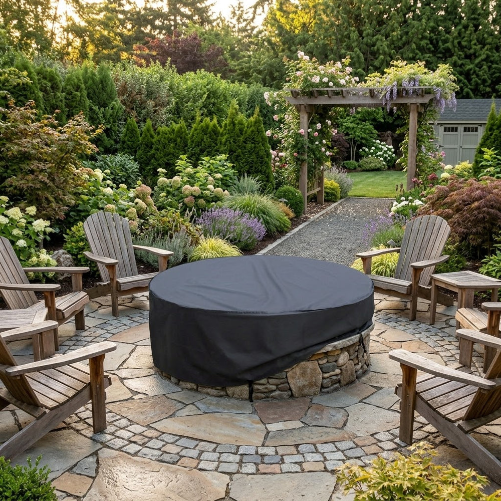 Large Firepit Cover – Black – Super Tough Waterproof Protection