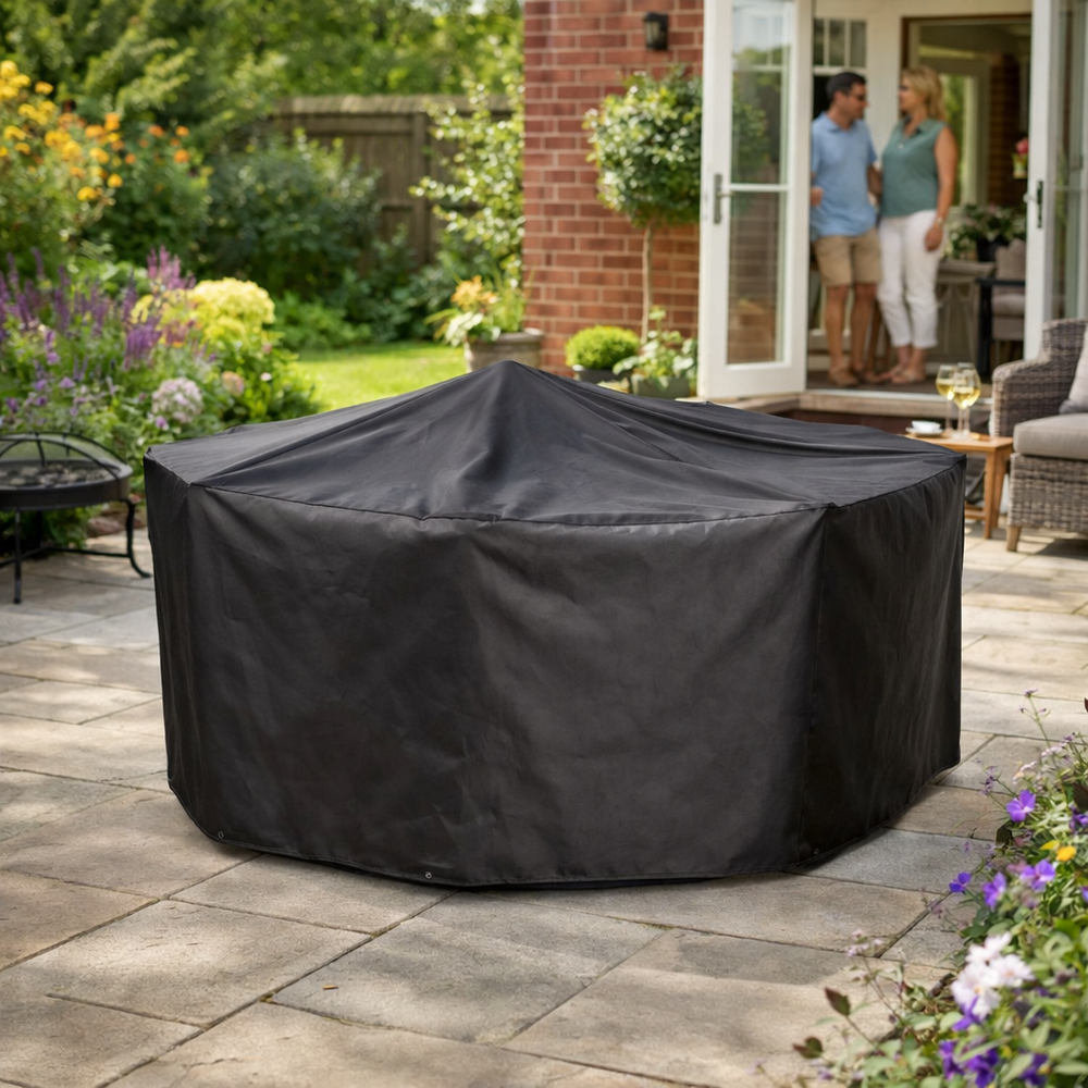 Octagonal Patio Set Cover – 4/6 Seat H90cm Black – Heavy Duty Protection