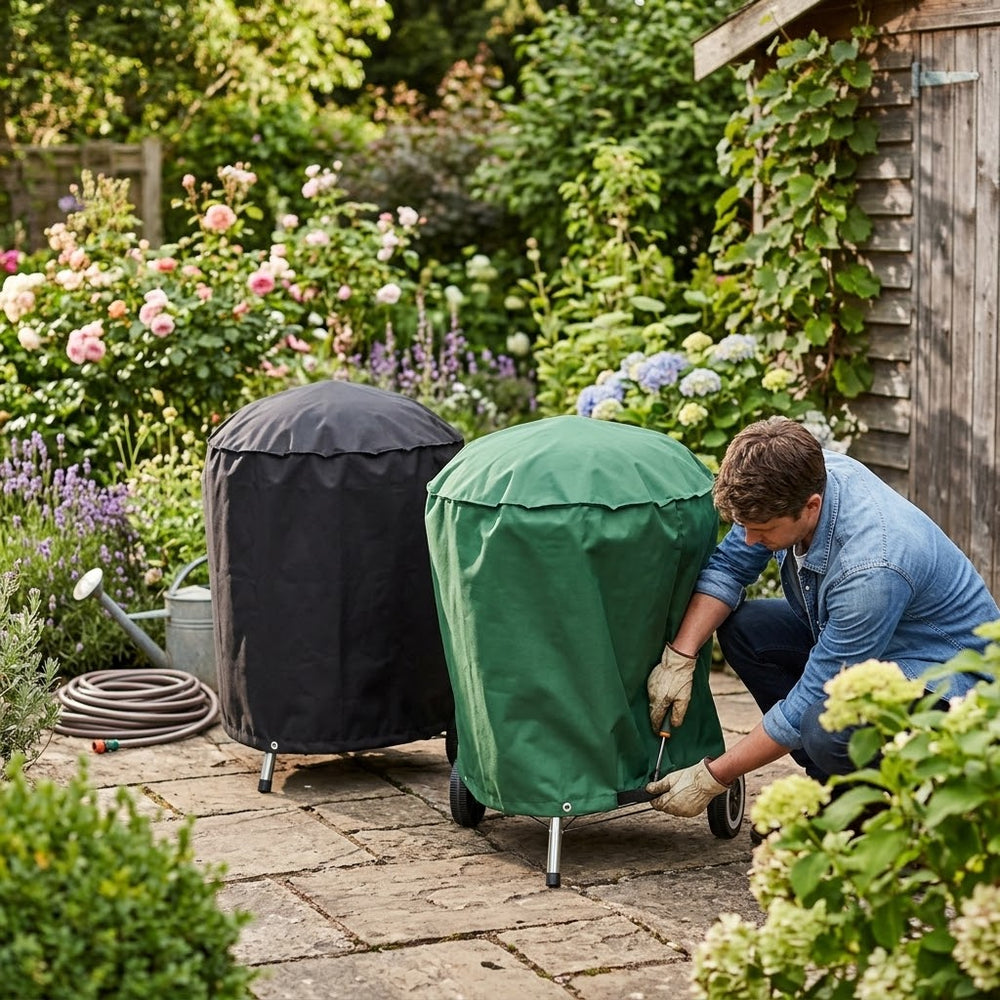 Kettle BBQ Cover – Green/Black – Reversible Waterproof Protection